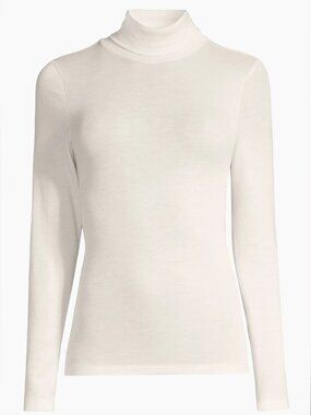 NANRO Wool & Silk Classic Women's Cream Turtleneck Long Sleeve Pullover XL